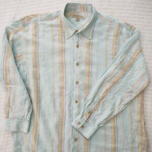 Tommy Bahama Men's 100% Linen Long Sleeve Dress Shirt - XXL (VGC)